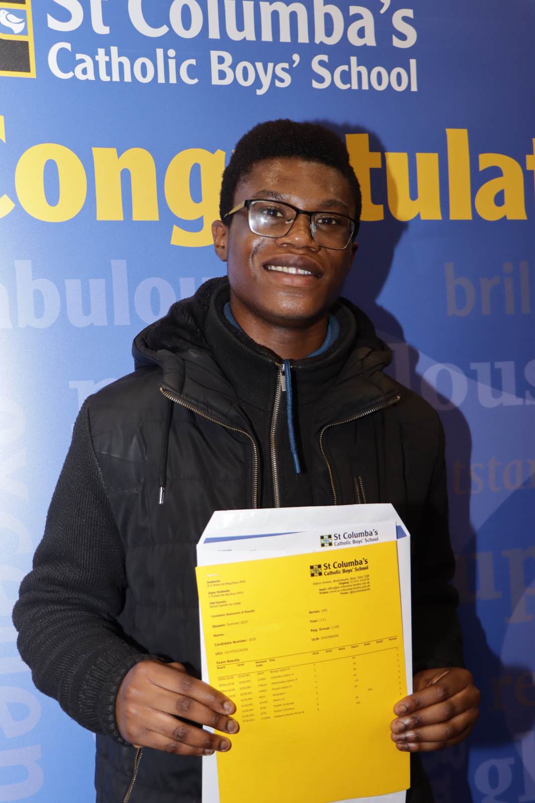 Head Boy Kosa  with his results